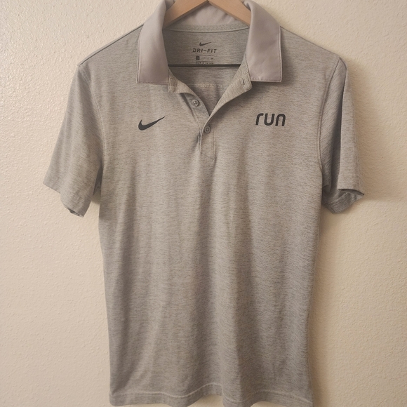 Nike Run Dri-Fit Gray Polo Shirt Mens Small - Picture 1 of 8
